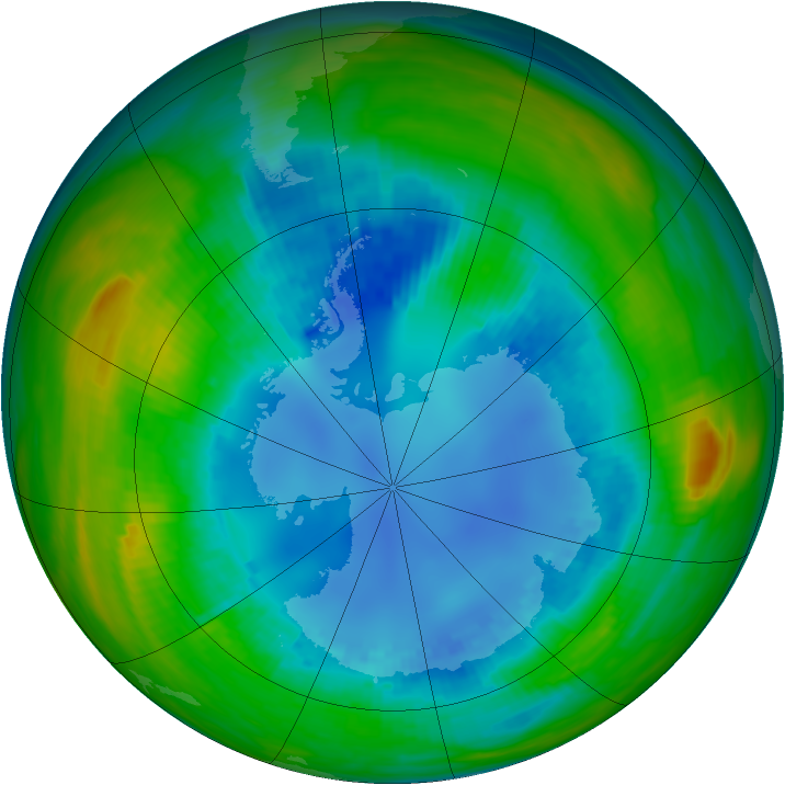 Antarctic ozone map for 19 August 1987